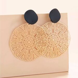 Elegant Black and Gold Statement Earrings